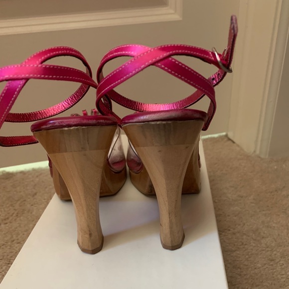 Vintage Betsey Johnson Hot Pink Rhinestone Heels - Picture 3 of 5